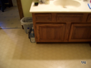 Old Vinyl Flooring in Bathroom